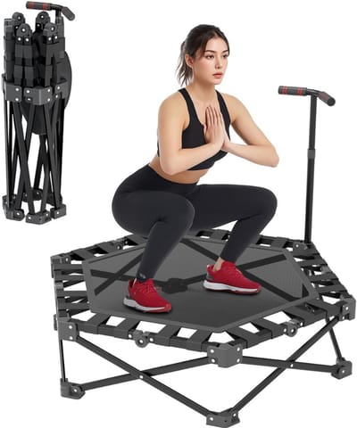 SCH® Fitness Trampoline - Trampoline - Fitness - Zwart - ‎107cm x 107cm x 26cm