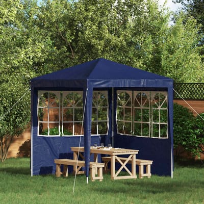 vidaXL - Party - Tent - Zijwand - 2 - st - 200 - x - 195 - cm - Blauw - PE - en - staal