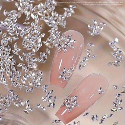 Lot de 50 mini strass à ongles en forme de losange, fond plat, zircons scintillants, décoration 3D pour nail art 50pcs
