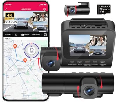 Dashcam 4K + 1080p met GPS en nachtzicht