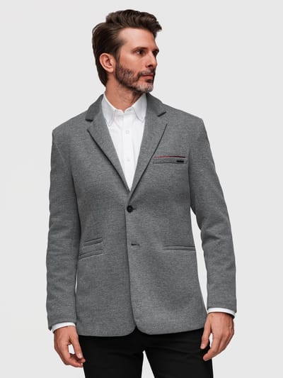 OMBRE Blazer - Slim Fit - Lange Mouw - Knopen Lichtgrijs S