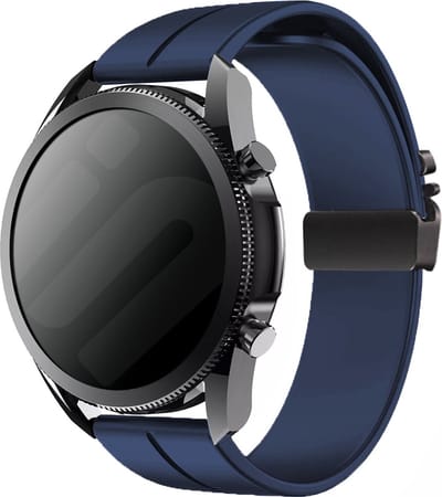 Strap-it Smartwatch bandje 20mm - Siliconen band met parachutesluiting - geschikt voor Samsung Galaxy Watch 7 / 6 / 5 / 4 (Classic / Pro) / FE / Watch 3 41mm / Watch 1 42mm / Watch Active (2) - Polar Ignite / Unite - Amazfit Bip / GTS (donkerblauw)