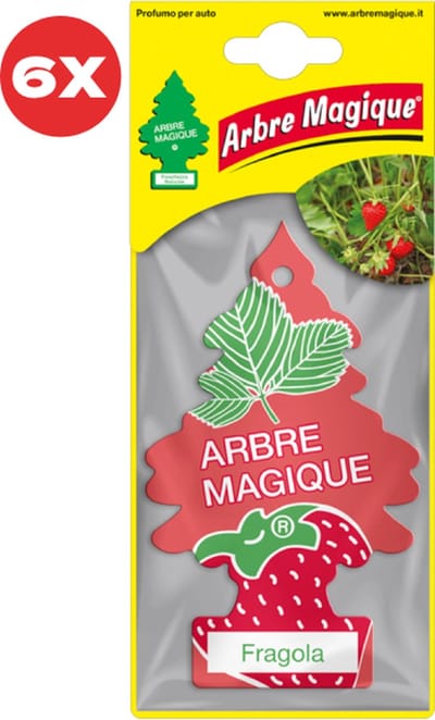 6 stuks Aardbei Arbre Magique Geurboom luchtverfrisser voor in de auto Fragola – Car Parfum – Geurboompje – Geurbooster – Wonderboom – Geurverfrisser – Nieuwe Auto – Autogeur – Autoparfum – Geurblad