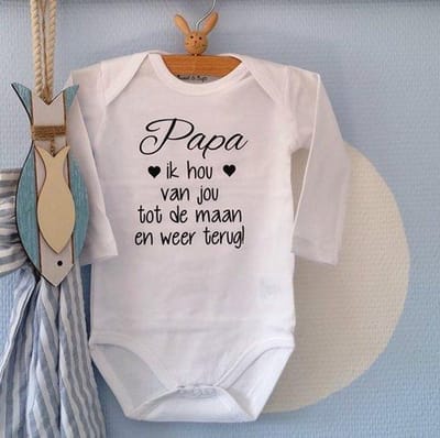 Rompertje baby tekst cadeau eerste vaderdag Papa ik hou van jou tot de maan en weer terug | Lange mouw | wit | maat 86/92 | mooiste cadeautje kind cadeautje liefste lief beste held superman leukste mijn is de allerbeste best allerliefste