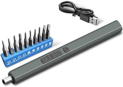 Elektrische Schroevendraaier - Precisiegereedschap Set - Kleine Reparatie - Inclusief LED Verlichting - 11 Delig - Zilver