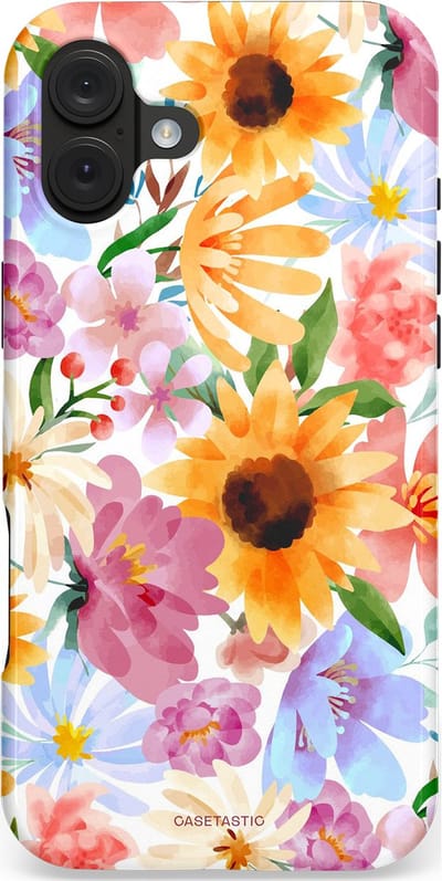 Casetastic hoesje geschikt voor Apple iPhone 16 Plus - MagSafe - Dubbellaagse bescherming - Aquarel fantasie - Fashion Case - Crème Wit Perzik Goud