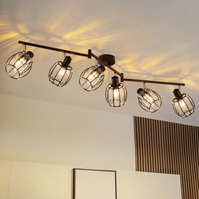 NETTLIFE Opbouwspot - Kristal - 6-Lichts - wit - L 103cm - met Glazen Lampenkap - E14 Fitting - Moderne Plafondlamp - 350° draaibar Plafondspot - voor Keuken | Hal | Woonkamer - Zonder lamp