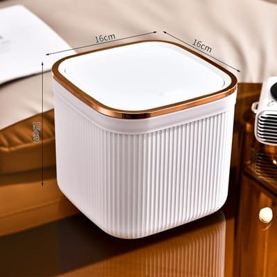 Bureau prullenbak mode lichte luxe woonkamer schattige kleine prullenbak huishoudelijk afval opbergemmer met deksel & binnenemmer white