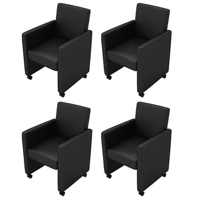 vidaXL - Eetkamerstoelen - 4 - st - kunstleer - zwart