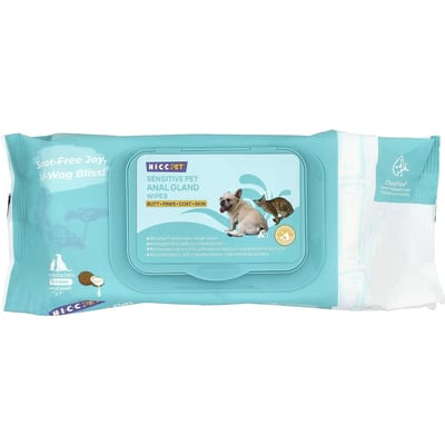 HICC Huisdier, Gevoelige Huisdier Anale Lijn Doekjes, voor Honden en Katten, Kokosnoot, 100 Stuks white