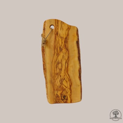 Wood and Olives - Houten Snijplank met Ophangring - Olijfhout - Handgemaakt - 20-22x45 cm