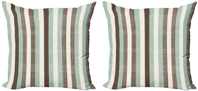 ABAKUHAUS Retro Kussenhoes Set – 2x 40x40 cm – Gestreept, Dubbelzijdig Digitaal bedrukt