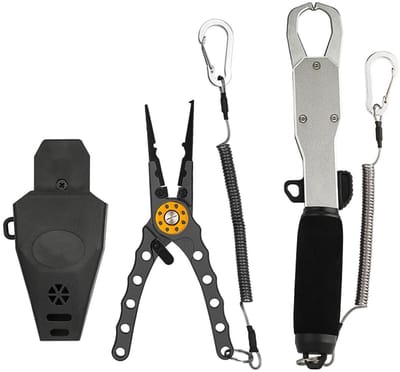 Dailygoods - Multifunctionele vistang - Draagbare aas tang set - Aluminium legering - Corrosiebestendig - Ideaal voor vissers - Compact en lichtgewicht