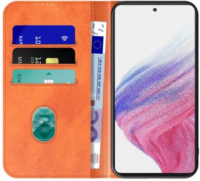 Geschikt voor Samsung Galaxy A53 5G Telefoonhoesje Bruin Kunstleer Met Magnetische Sluiting - Portemonnee BookCase Met Pasjeshouder - ProtX