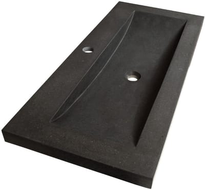 Brauer Magma Wastafel - 100 cm - met 1 Spoelbak en 1 Kraangat - Natuursteen Basalt Antraciet