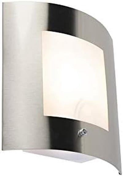Moderne Zilveren Buitenwandlamp RVS met Licht-Donker Sensor - Rechthoekig IP44