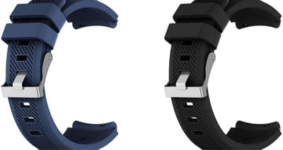 Strap-it Bundel van 2 Universele Siliconen banden 22mm - Zwart & Donkerblauw - Geschikt voor Smartwatches met een 22mm aansluiting - Horlogeband / Polsband / Armband / Sportarmband - Siliconen armband