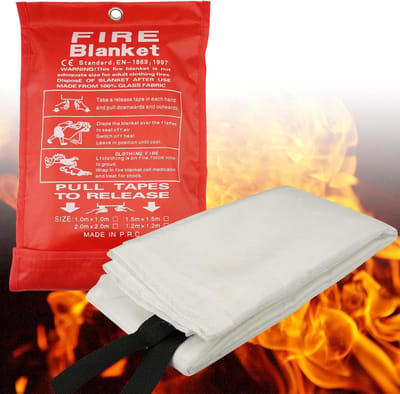 Brandblusdeken voor Thuis en Buiten - 1m x 1m Vlamwerende Deken voor Keuken, Barbecue en Auto