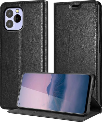 Cadorabo Hoesje geschikt voor Oukitel C21 PRO in ZWARTE NACHT - Beschermhoes met magnetische sluiting, standfunctie en kaartvakje Book Case Cover Etui