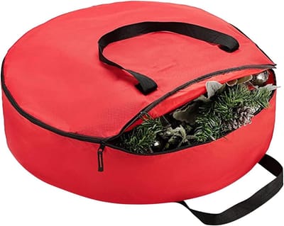 Kersttas voor het opbergen van kerstboom, organizer, opbergmateriaal, ornament-organizer met huishouden en organisatoren, opbergdoos voor inpakpapier onder het bed (één maat)-rood