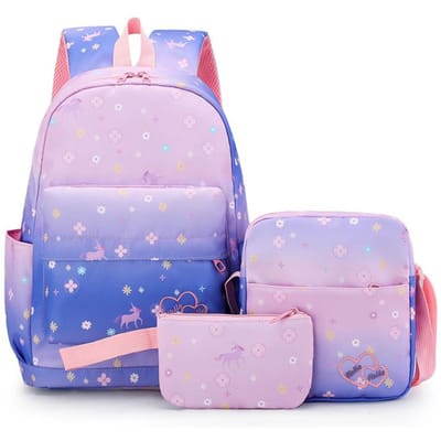 3 stuks/set Kleurverloop Schooltassen voor Tieners Meisjes Schooltas Grote Capaciteit Schoolrugzak Set Rugzak Bagpack Kinderen Schattig Boek