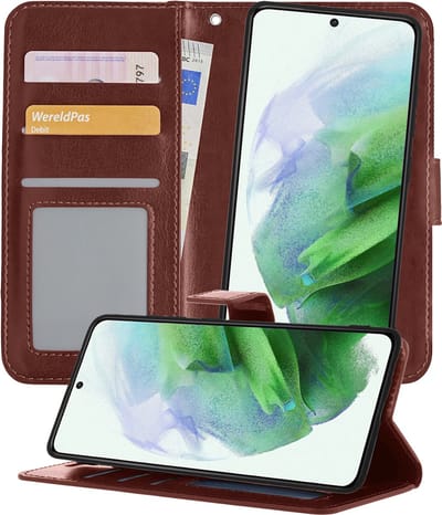 Hoesje 2 in 1 - Geschikt voor Samsung Galaxy S21 Plus - Met Uitneembare Hard Cover - Bookcase - Wallet Case - Met Pasjeshouder - Book Case - Uitneembaar - Pashouder - Kunstleer - Bruin