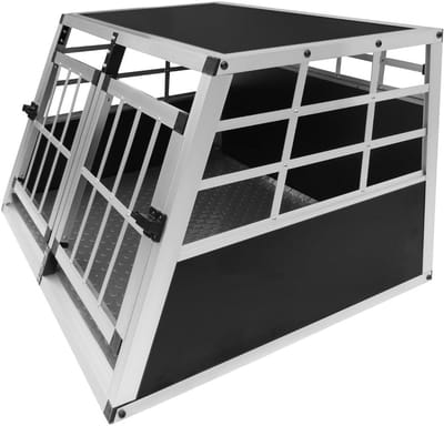Hondenbench Auto - Hondenkooi Transport - Veilig Vervoer - Trapezium Vorm - 89 x 69 x 50 cm - Zilver