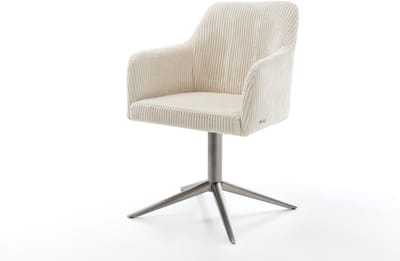 Eetkamerstoel Greg-Flex kruispoot grafiet koord beige 360° draaibaar rocker-functie pocketveer kern