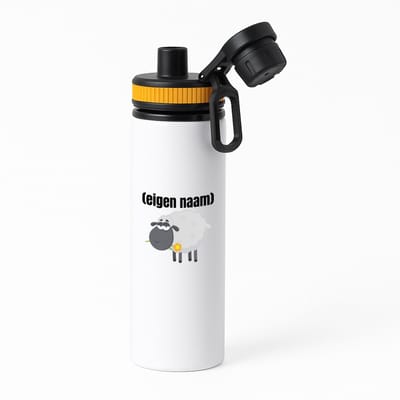 Hacebo® - schaap met eigen naam waterfles met draaidop oranje - Schaap - boeren/schapen liefhebbers - iemand die houdt van schapen - verjaardag - cadeau - kado - geschenk - water fles - 850ML