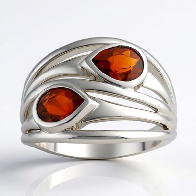 Cavill - Zilveren ring 925 Sterling Zilver gerhodineerd - 2x Peervormige Madeira Citrienen 1,02 ct - Elegant design - Warme herfstkleuren ring
