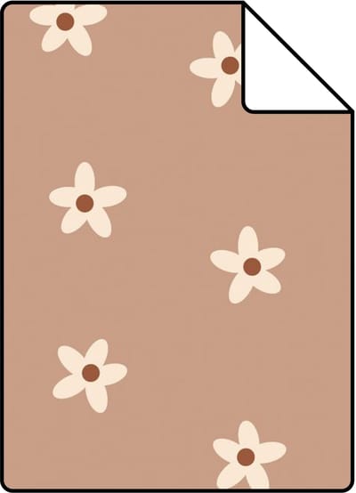 Proefstaal ESTAhome behang madeliefjes terracotta roze - 26.5 x 21 cm - 131117-S