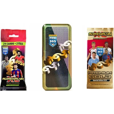 Panini fifa 365 2024 middelgrote blik premium gold zakje fat pack zakje