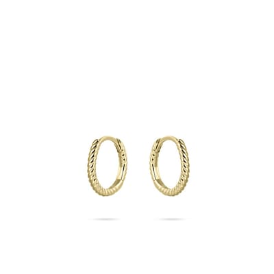 GISSER Jewels VGKCJ1/12 - Oorbellen - Oorringen met Scharnier Sluiting - Massief Gedraaid - 1.5mm Breed - 12mmØ - 14 Karaat Geelgoud