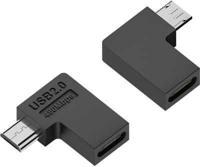 QIANRENON USB C naar Micro USB 90° Hoek Adapter - 2 Stuks - 10W 480Mbps