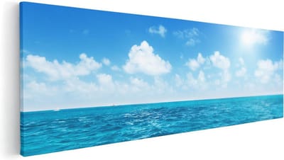 Artaza Canvas Schilderij Strand En Zee - 60x20 cm - Wanddecoratie Woonkamer - Muurdecoratie Kust - Schilderijen Op Canvas
