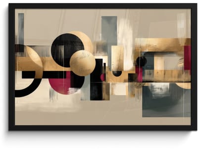 Poster in lijst - Fotolijst 60x40 cm - Posters - Abstract - Vormen - Beige - Texturen - Posterlijst zwart - Decoratie - Wanddecoratie woonkamer - Muurdecoratie slaapkamer