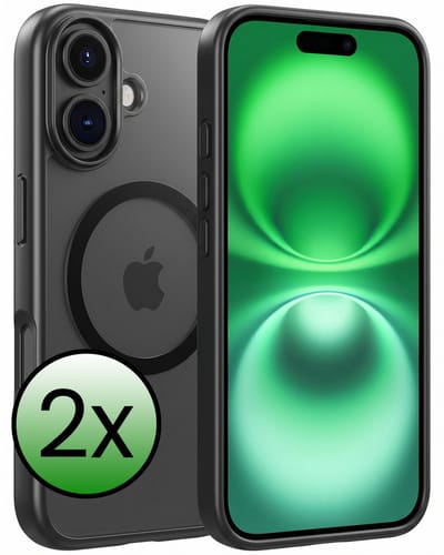 Hoesje 2 Stuks - Geschikt voor Apple iPhone 16 - Magsafe Compatible - Sterk & Shockproof - Back Cover - Shock Proof Case - Telefoon Hoes - Zwart