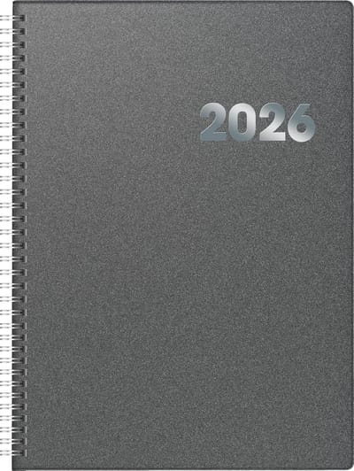 Jaarkalender Dagplanner A4 Kunststof Grijs 2026 - Overzichtelijk Plannen voor 6 Personen