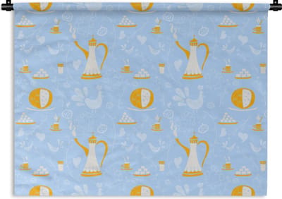 Wandkleed - Wanddoek - Patronen - High tea - Thee - 60x45 cm - Wandtapijt