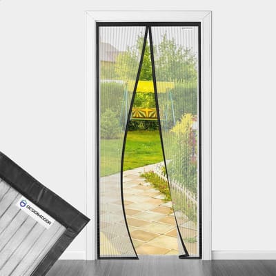 Thijox - Balkon Horren Deur Zwart 90x250cm | Magnetisch Vliegengaas voor Frisse Lucht zonder Muggen | Snel Monteerbaar en Ideaal voor Tuin, Balkon en
