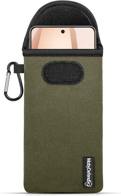 MobyDefend Hoesje - Geschikt voor OnePlus 13R - Neopreen Pouch Met Karabijnhaak - Insteek - Riemlus - Groen