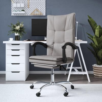 Bureaustoel met ligfunctie - Ergonomische stoel Comfortstoel - Thuiswerken - Verstelbare voetensteun - 51 x 44 cm - Taupe