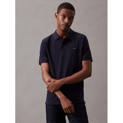 Calvin Klein rekbare piqué slim-fit poloshirt Night sky voor heren, maat S