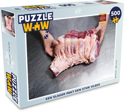 Puzzel Een slager pakt een stuk vlees - Legpuzzel - Puzzel 500 stukjes