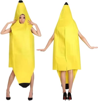 Banana Kostuum voor Volwassenen, Lichtgewicht en Comfortabel, Perfect voor Halloween Feesten en Verkleedpartijen, Grappig en Makkelijk Aan en Uit te Trekken