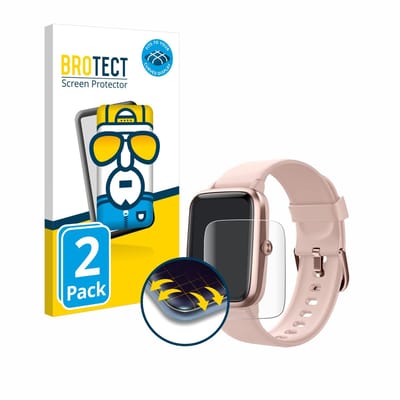 BROTECT - Screenprotector voor Fitpolo Smartwatch 207 1.3" - Folie Beschermfolie transparant volledig dekking - 2 Stuks