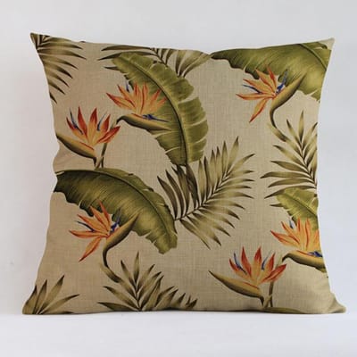 Nouvelle Housse de Coussin Feuille de Plante Tropicale Peinte à la Main Housse de Coussin Décoration Canapé Palmier Tropical Coton Lin Cojines Short plush 35*35(CM)-1Pcs