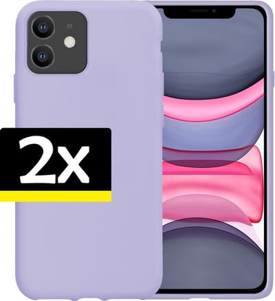 Hoesje - 2 Stuks - Geschikt voor Apple iPhone 11 - Sterk & Shockproof - Case Siliconen - Back Cover - Telefoon Hoes - Telefoonhoesjes - Lila