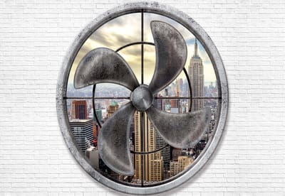 Fotobehang City Fan New York Empire State Skyline | XL - 208cm x 146cm | 130g/m2 Vlies