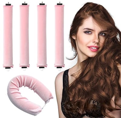 SnelShoppen - 4 Stuks Heatless Curlers - Nachtelijke Krulband voor Alle Haartypes - Zonder Hitte - Volumineuze Krullen voor Lang Haar - Zacht Rubber